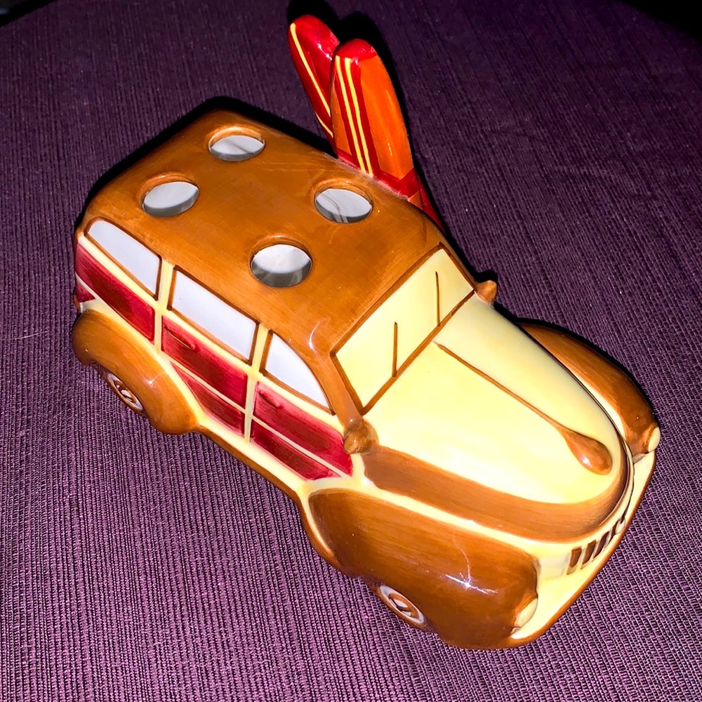 Surfer Beach Bum Studebaker Woody Station Wagon Toothbrush / Pen Pencil Holder